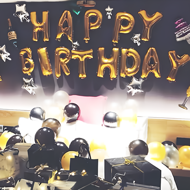 生活King 典雅生日氣球套餐組, 金色, 1組