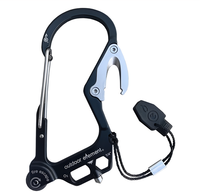 outdoor element Fire Escape 快速點火技術7用扣環型EDC工具 負重56kg OEFE2, 黑色, 1個