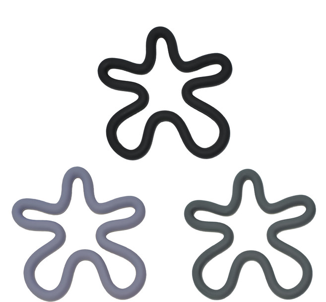 好物良品 Abstract 北歐設計矽膠造型隔熱墊3件組 16.5 x 16.5 x 0.9cm, 墨黑 + 菫紫 + 鐵灰, 1組