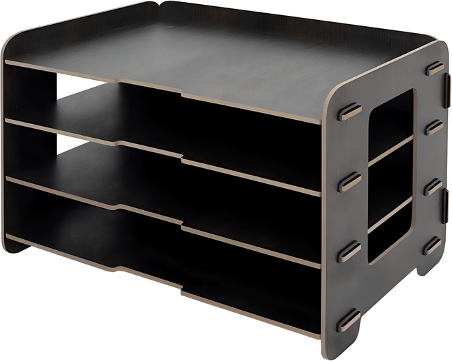 올지 우드 A3 서류보관함 문서 정리함 지류 도면 트레이 시험지 8절 대형, 다크브라운