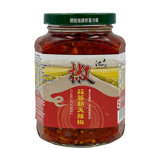 池上鄉農會 蒜蓉朝天辣椒 香辣夠味 拌飯拌麵炒菜皆宜 玻璃罐裝, 350g, 1罐