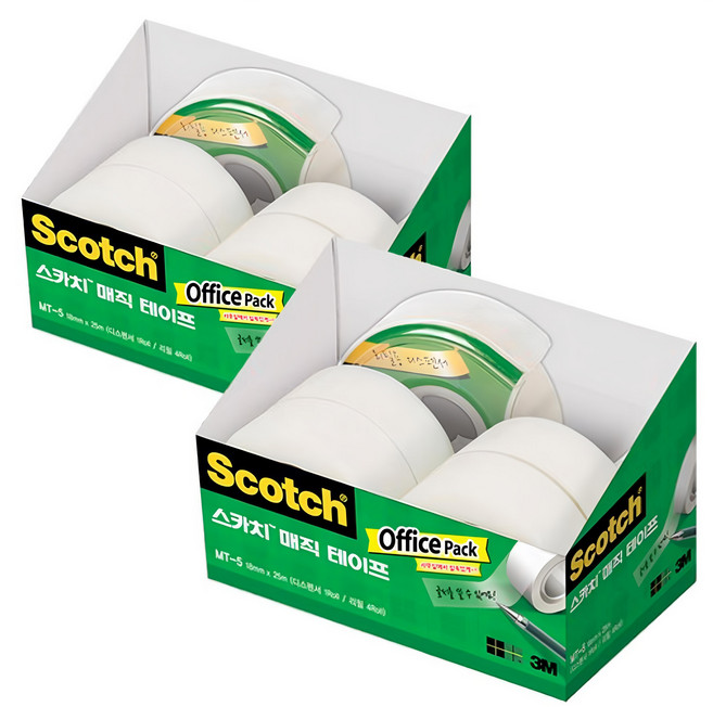 3M Scotch-Brite 百利 隱形膠帶膠台補充組 膠帶台 + 補充膠帶 4個 18mm x 25m, 透明, 2組