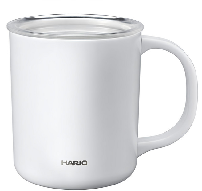 HARIO 好璃奧 白色真空雙層馬克杯 350ml, 白色, 1個
