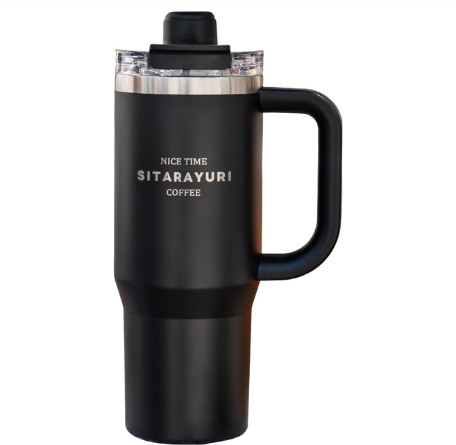 Sitarayuri 磁吸蓋不鏽鋼保溫杯 手柄款, 900ml, 尊爵黑, 1個