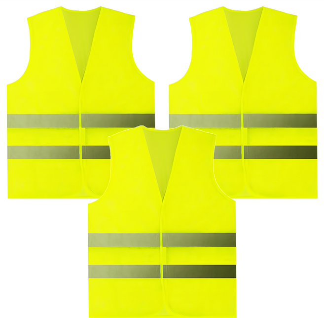 AHOYE 運動休閒反光背心 3件組 經片布材質, 螢光黃色, 1組