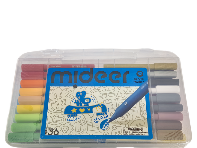 mideer 麥克筆 水性壓克力顏料 附收納盒, MD1524, 36色