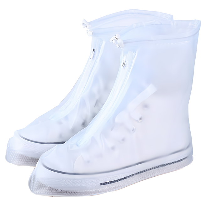 利雨 防雨鞋套 防水 耐磨 防滑 環保 PVC材質 白色 L碼, 1組