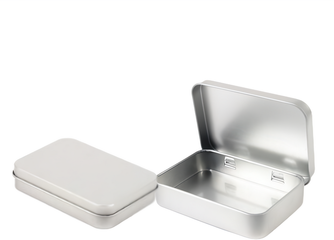 끼더플러스 틴케이스 사각 철제 소품 포토 카드 미니 정리함, 2개, 실버 일체형 경첩 115x85x22