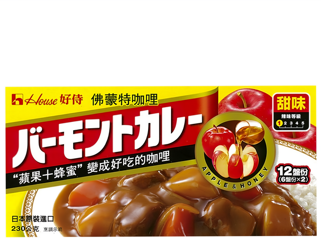House 好侍 佛蒙特咖哩塊 蘋果蜂蜜風味, 230g, 1盒