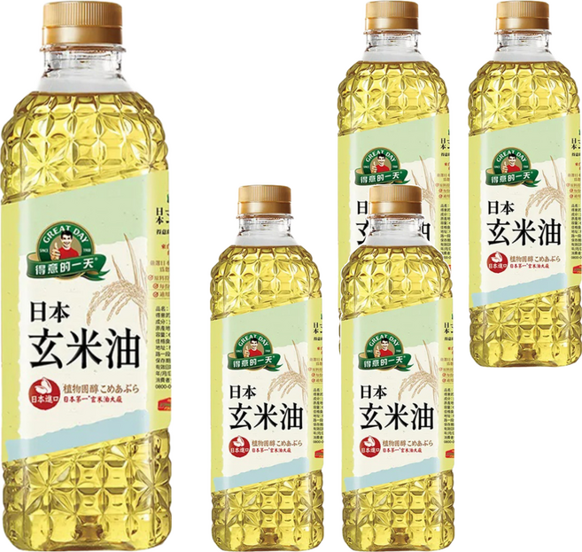 得意的一天 日本玄米油 日本玄米油大廠 高溫烹調適用, 600ml, 5瓶