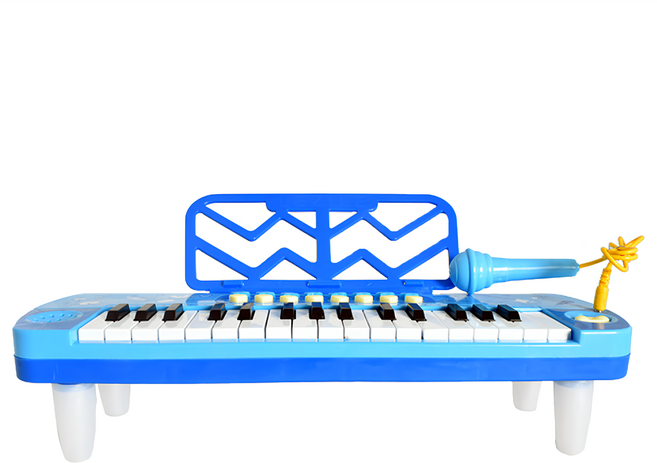 Lezile PLAYFUL TOYS 頑玩具 32鍵電子琴 附麥克風, 藍色, 1個