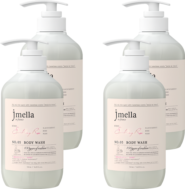 jmella 法式漫舞香水沐浴乳 No.05 Sparkling Rose, 500ml, 4瓶