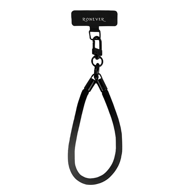 RONEVER 手機編織短掛繩 PD048, 黑色, 1條