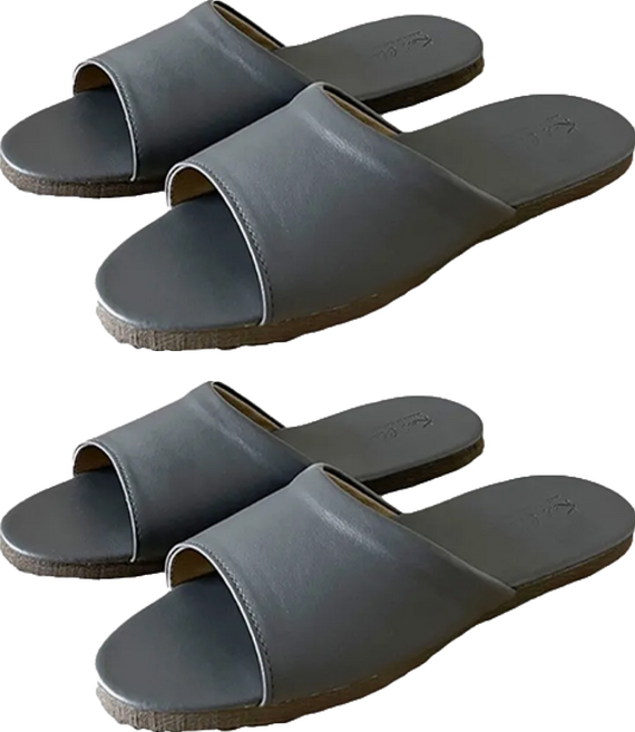 TAIWAN SLIPPER 台灣犀利趴 純色 皮質室內拖鞋, 鑄鐵灰, 2雙