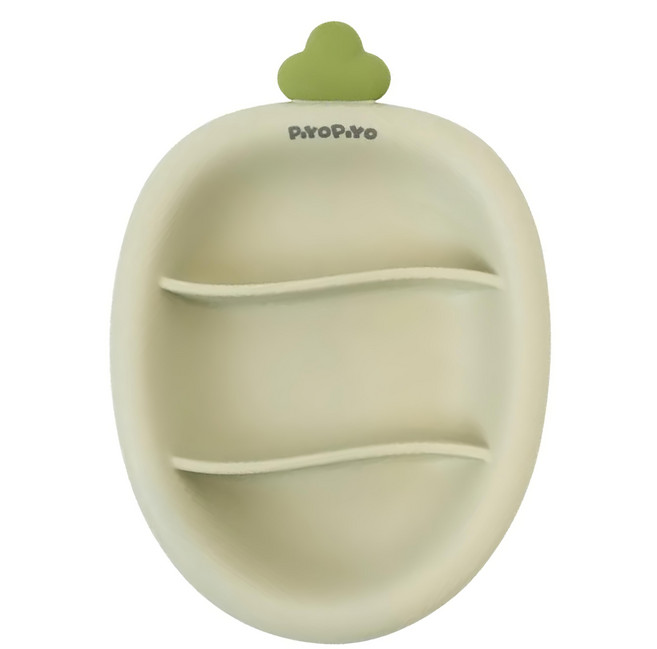 PiYOPiYO 黃色小鴨 鉑金矽膠大吸力蘿蔔盤 分隔設計 食物不混味 加大吸盤 避免餐具滑動, 1個, 綠色