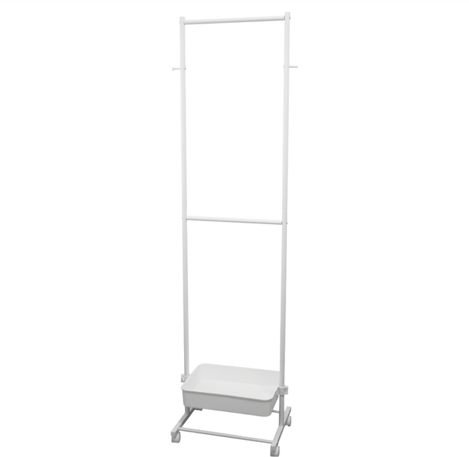 KI WISH 居家生活 移動式簡易衣櫥架 雙桿設計 附輪子 台灣製造 多功能收納衣物, 白色