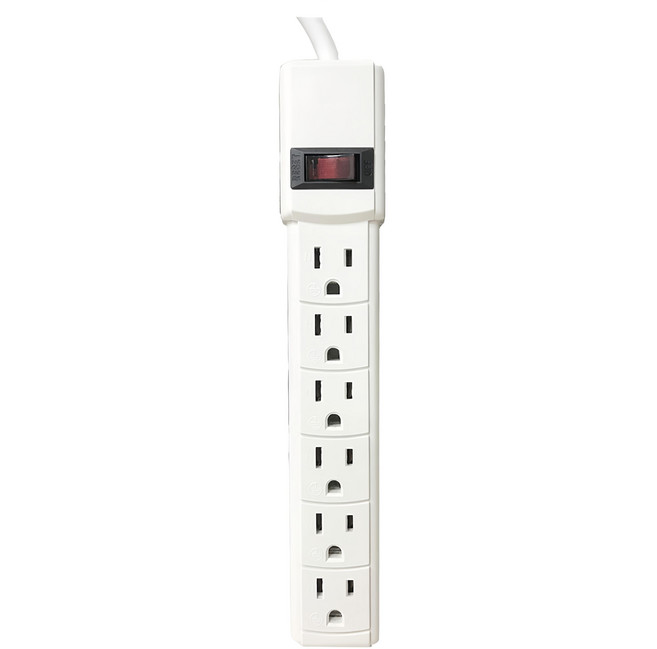 Mayka 明家 電腦用6插1開關15A 4呎 1.2m, 白色, 1條