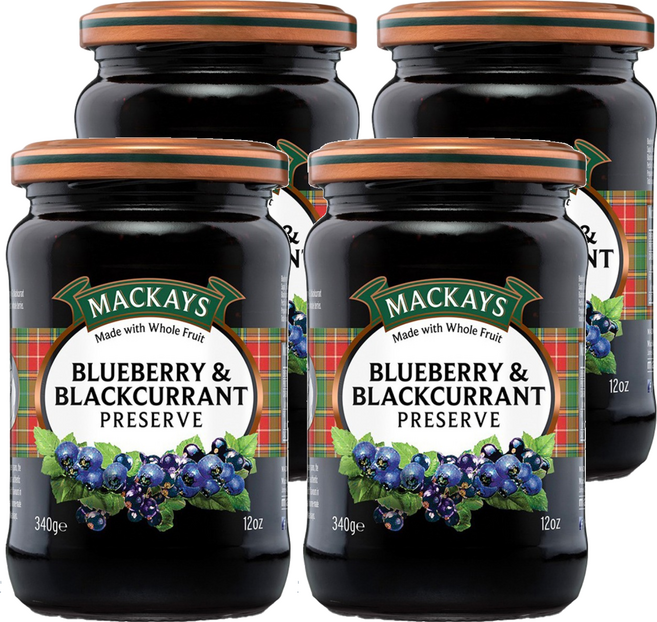 MACKAYS 梅凱 藍莓黑醋栗果醬, 340g, 4罐