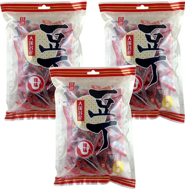 良澔 大溪名產豆丁 辣味, 220g, 3袋