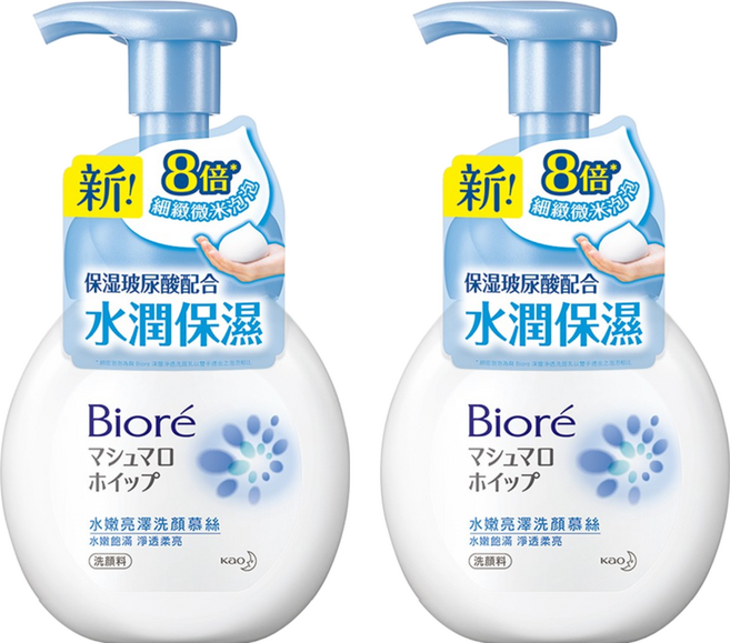 Biore 蜜妮 台灣公司貨 洗顏慕絲 水嫩亮澤, 160ml, 2件