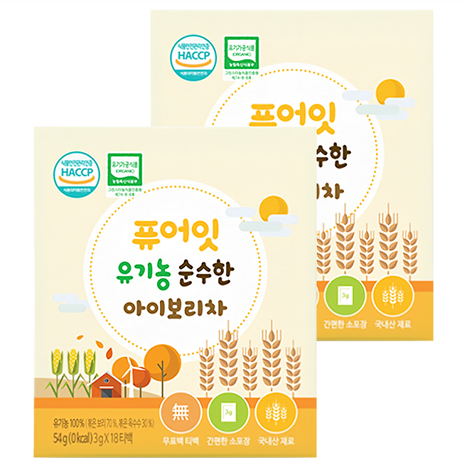 Pure Eat 孩童大麥茶, 3g, 18包, 2盒