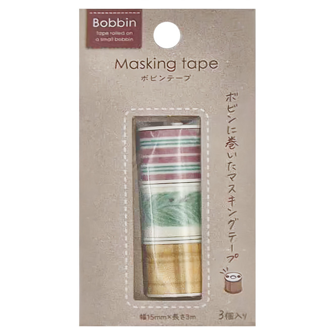KOKUYO 國譽 Bobbin 紙膠帶3入組 15mm x 3m, 亞麻, 1組