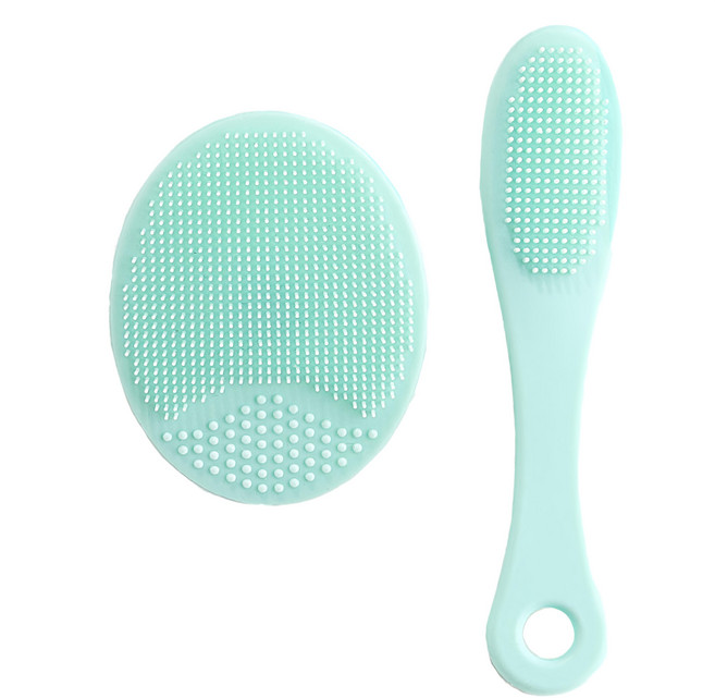 小麥購物 去角質粉刺軟毛洗臉刷 + 鼻刷, 綠色, 1組