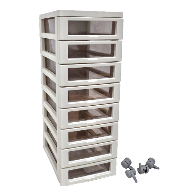 SHIMOYAMA 帶輪B4 文件櫃, 8層, 米白色