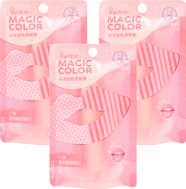 MENTHOLATUM 曼秀雷敦 台灣公司貨 粉漾變色潤唇膏, 蜜桃粉, 2g, 3支