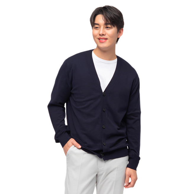 CARET 男款素色針織薄外套 - 春季基本款開襟毛衣 S-M 尺寸