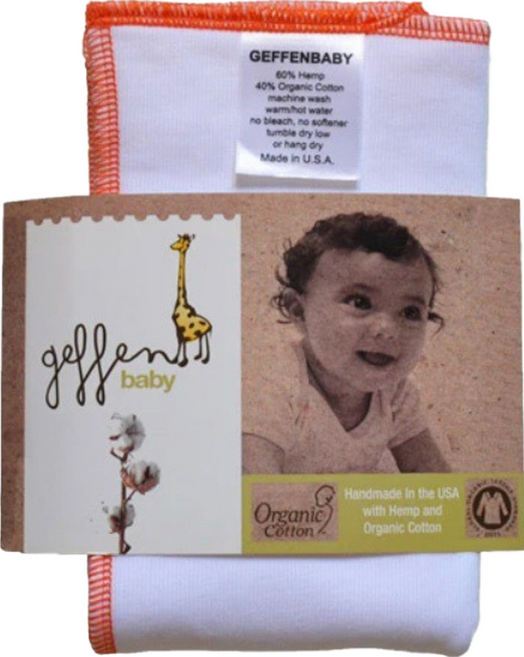 Geffen Baby 柔膚觸感有機棉麻絨折式布尿布 Fleece XS, 白色 + 橘色 邊, 1件