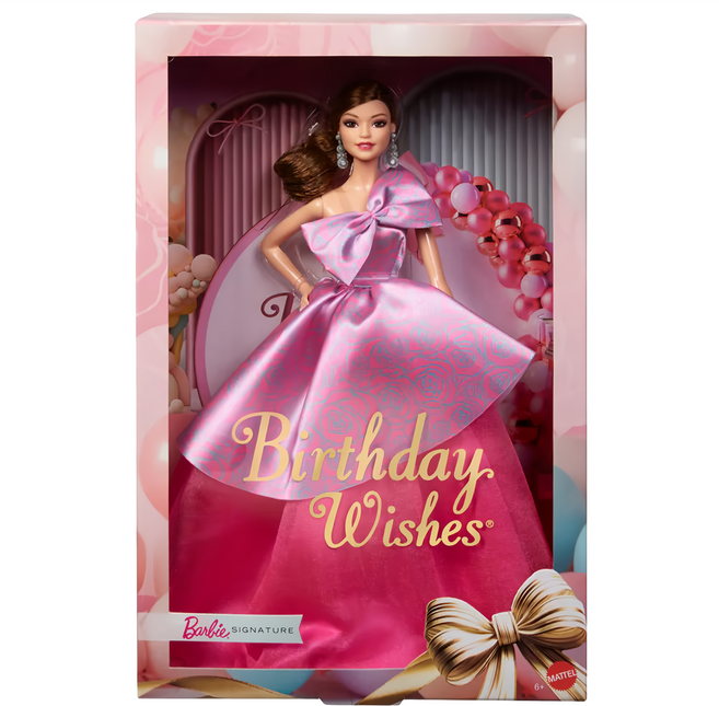 MATTEL 美泰兒 收藏系列 Barbie 芭比洋娃娃, 生日願望芭比 粉色 + 紫色, 1盒