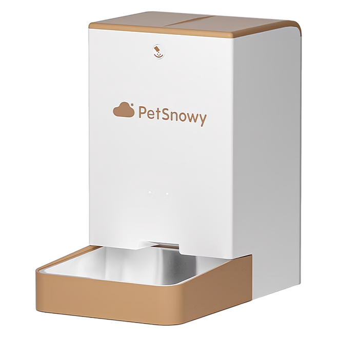 PetSnowy 寵物智能餵食器 1.6kg/4L 儲糧桶容量 雙電源供電 停電不斷糧, 棕色, 1個