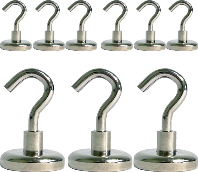 咪咪購物 強力磁鐵掛勾 拉力約34kg 直徑32mm, 銀色, 9個