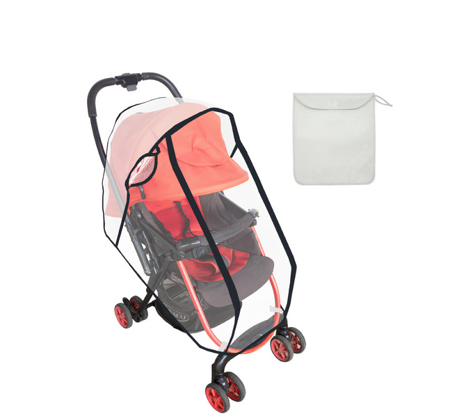 OhBabyLuxury 愛酷寶 雙開拉鏈推車雨罩 車寬42~47cm/輕型推車適用 S, 黑色, 1個