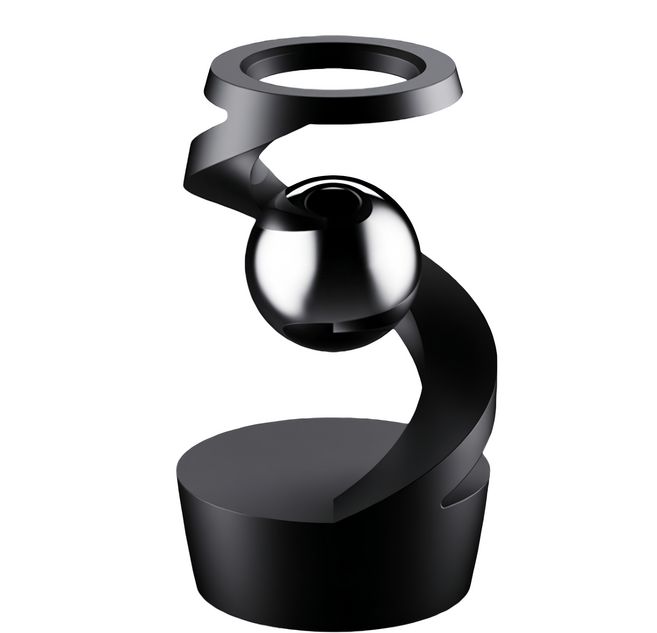 上手家居 靜音懸浮陀螺 辦公室療癒小物 舒壓解悶玩具 靜音軸承設計 8 x 4 x 4cm, Black, 1個