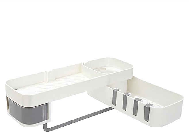 E.dot 多功能旋轉雙層瀝水架 ABS材質, 灰色, 1個