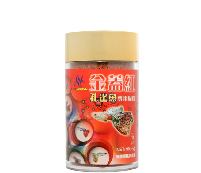 AQUAFUN 水之樂 金蓋紅孔雀魚專用飼料, 90g, 1瓶