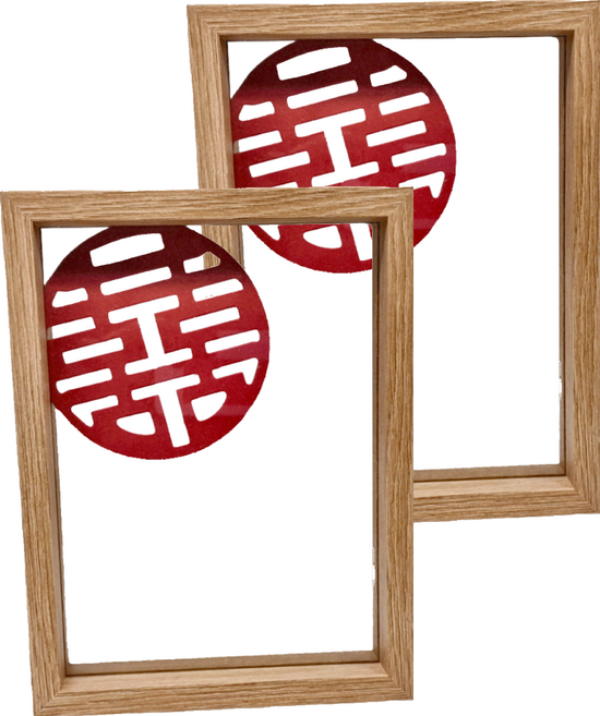 A-ONE 匯旺 長方形雙層玻璃相框, 木頭, 2個