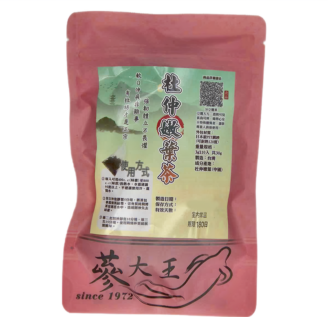 篸大王 拉絲杜仲嫩葉茶包, 3g, 10包, 1袋