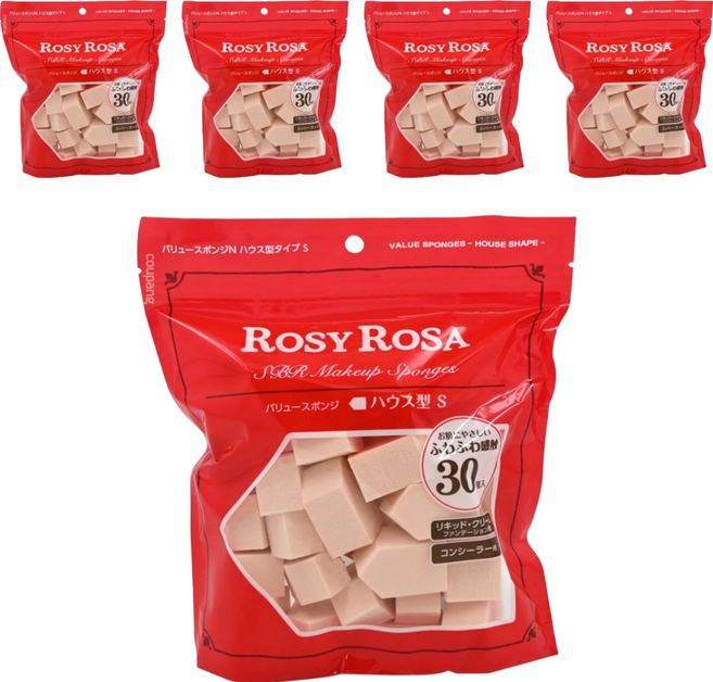 ROSY ROSA SBR 化妝海綿 S 30入 液狀/霜狀粉底/遮瑕膏, 五角型, 5包
