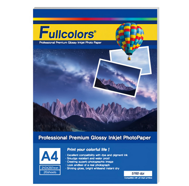 Fullcolors 全彩 噴墨亮面相片紙, A4, 60張