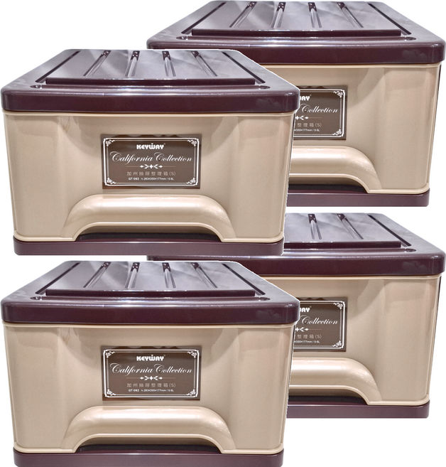 KEYWAY 聯府 抽屜整理箱, 咖啡色, 4個