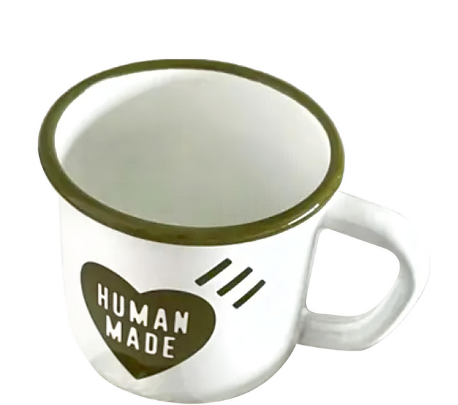 HUMAN MADE 愛心 琺瑯瓷 馬克杯 大號400ml, 軍綠, 1個