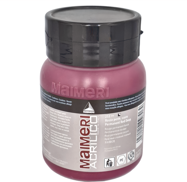 MaIMeRI 美利 壓克力顏料 MA-0934253 253 PERM RED DEEP 永固深紅, 500ml, 1色