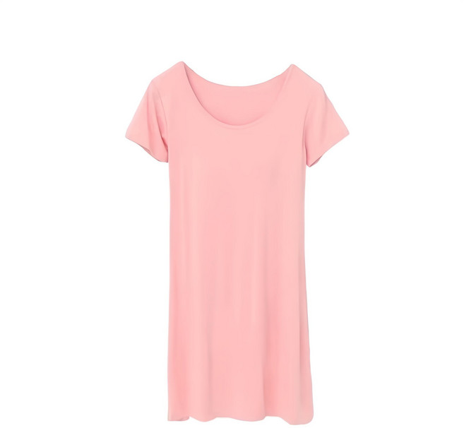 NEW FORCE 莫代爾素色簡約短袖長版居家服 涼感透氣 彈力舒適 連身裙