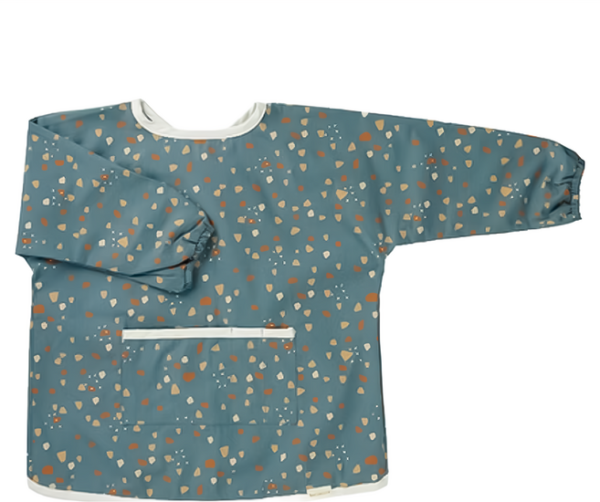 FABELAB 防水罩衫 100%有機棉材質 柔軟舒適 適用年齡1-4歲, 鵝卵石藍, 1個, 1件