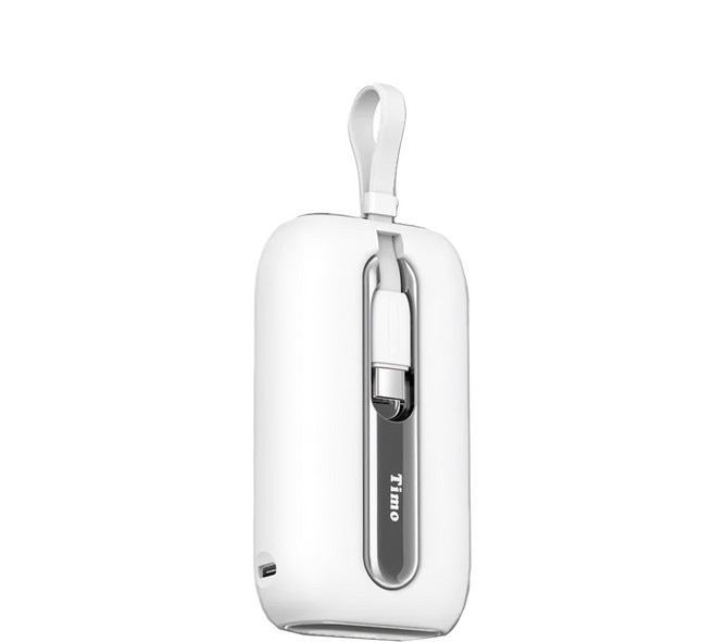 Timo 五彩石雙線數顯行動電源 Lightning + Type-C, TM-PB001, 雲霧白
