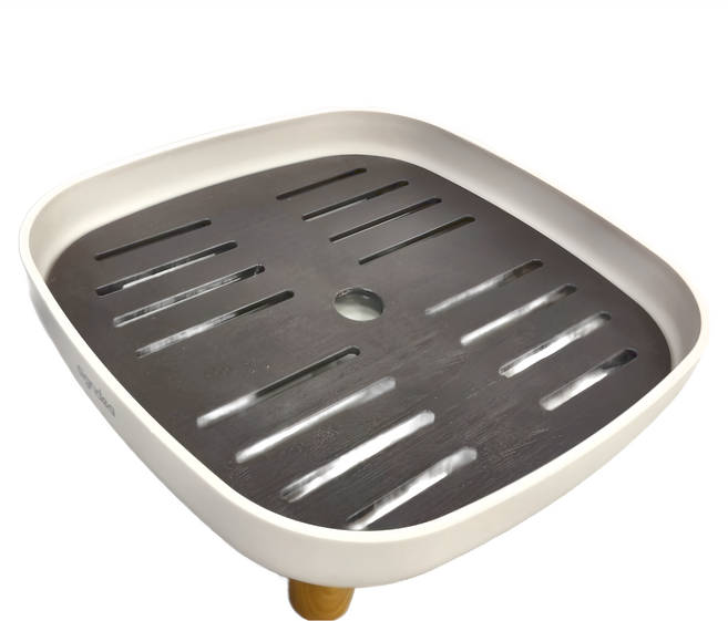 品茗茶具 茶盤 水果盤 杯子收納瀝水盤 耐高溫 承重強 HIPS材質, 白色 + 黑色 + 原木色, 1個