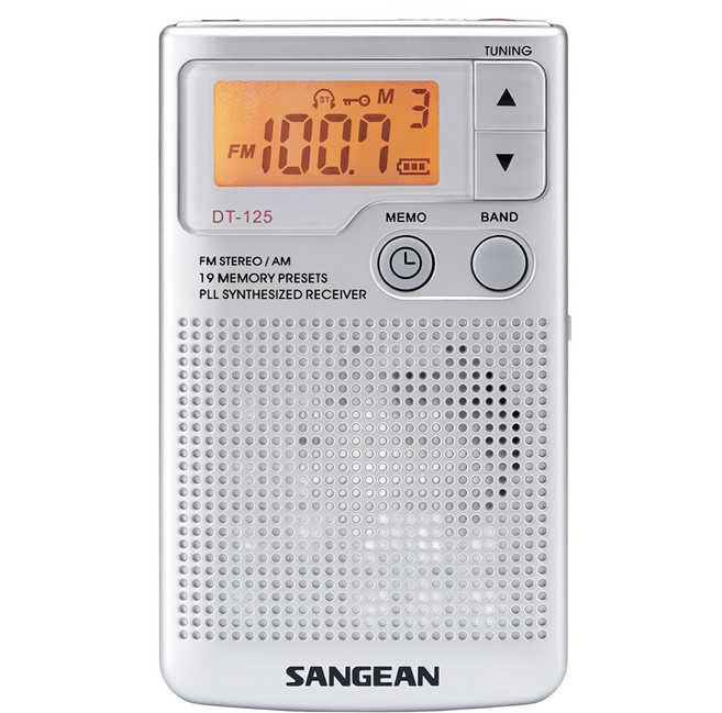 SANGEAN 山進電子 數位式FM/AM二波段口袋型收音機, DT125, 銀色